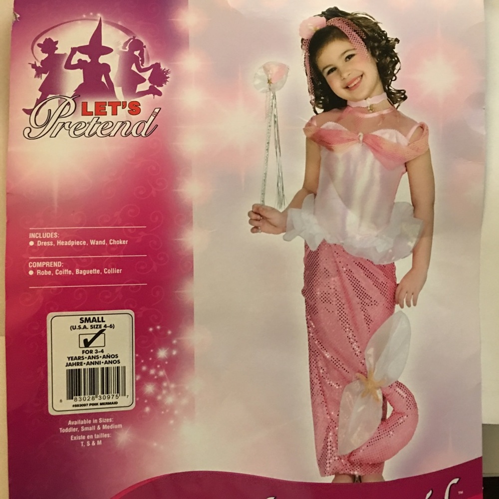 New Pink Mermaid Halloween Costume S Kids Children